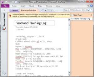 Screen Shot of OneNote page.